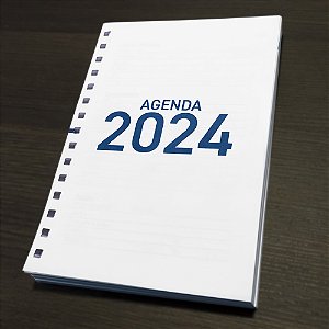 Miolo de Agenda 2024 Refilado 1 dia útil por Página Modelo Azul FURADO